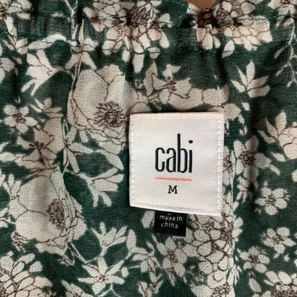 CABI Women's Green Floral Print Long Sleeve Boho Peasant Top Blouse Size M‎ 9736 - Picture 2 of 8